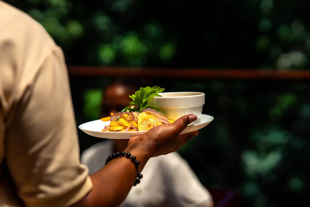 Lunch plate being served at Mvuli Farm Lodge